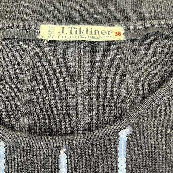 ✨VINTAGE✨J. TIKTINER Cote de Azur SEQUIN KNIT SWEATER, SIZE S - Picture 8 of 11